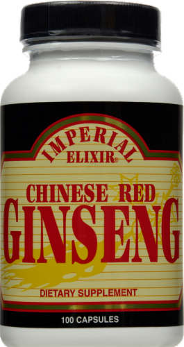 Imperial Elixer Chinese Red Ginseng Dietary Supplement Capsules Perspective: front