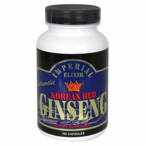 Imperial Elixir Korean Red Ginseng Dietary Supplement Capsules Perspective: front