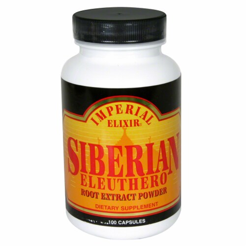Imperial Elixir Siberian Eleuthero Root Extract Powder Dietary Supplement Capsules 2500mg Perspective: front