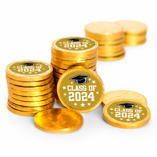 Graduation Candy Party Favors Class of 2024 Chocolate Coins Gold, 42