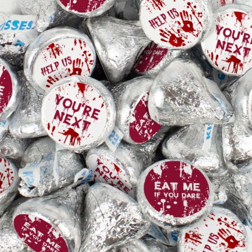 100 Pcs Halloween Party Candy Chocolate Hershey's Kisses (1lb) - Bloody Perspective: front