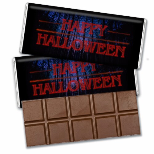 12 Pcs Halloween Candy Party Favors in Bulk Belgian Chocolate Bars - Stranger Perspective: front