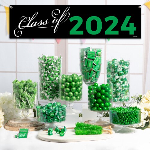 Green Graduation Candy Buffet Class of 2024 Banner & Party Favors