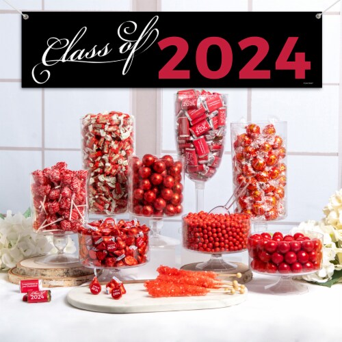 Red Graduation Candy Buffet Class of 2024 Banner & Party Favors Feeds