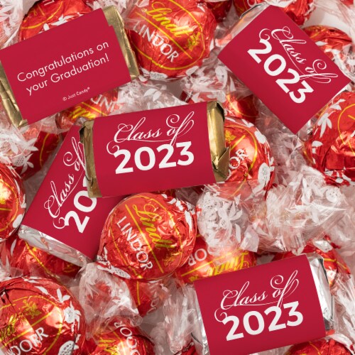 77 Pcs Red Graduation Candy Party Favors Hershey's Miniatures & Truffles Perspective: front