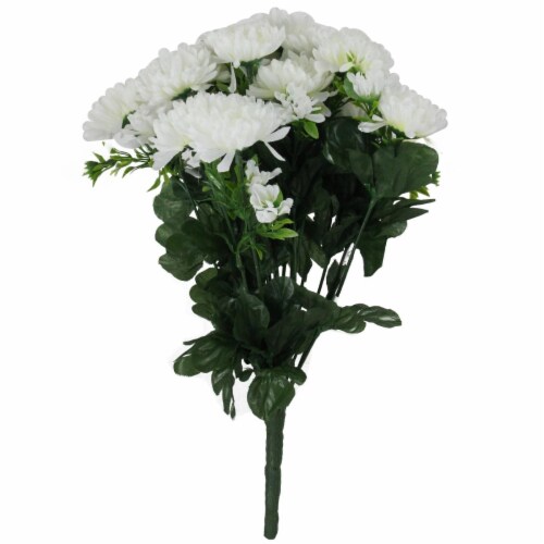 Allstate 32607284 14 in. Chrysanthemum Artificial Spray Flowers, White Perspective: front