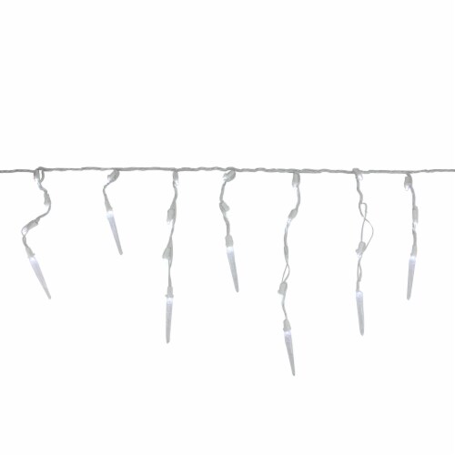 Brite Star 60 White LED Icicle Mini Christmas Lights - 5.75 ft White Wire Perspective: front