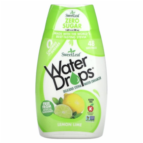 Wisdom Natural Sweetleaf Water Drops Lemon Lime Perspective: front