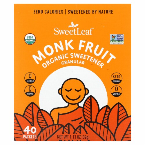 Organic Monk-Fruit Powder Sweetener Packets, 40 ct Perspective: front