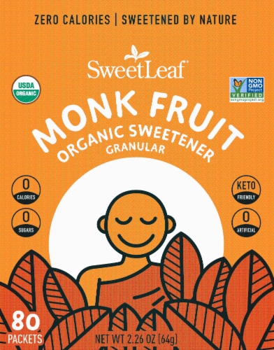 SweetLeaf Sweetener® Organic Monk Fruit Sweetener Packets Perspective: front