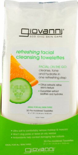 Giovanni Refreshing Citrus and Cucumber Facial Cleansing Towelettes Perspective: front