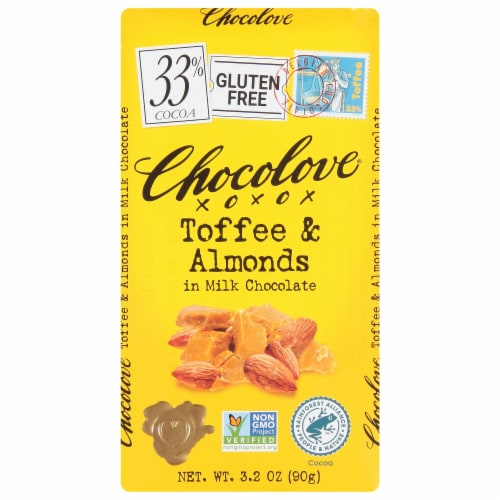 Chocolove Toffee & Almonds in Milk Chocolate Perspective: front