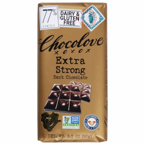 Chocolove Extra Strong Dark Chocolate Bar Perspective: front