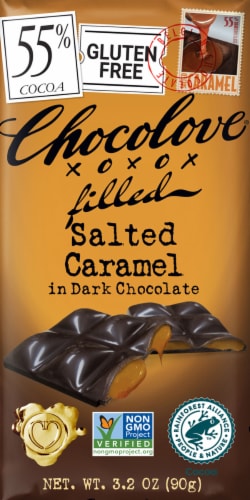Chocolove® Salted Caramel Dark Chocolate Bar Perspective: front