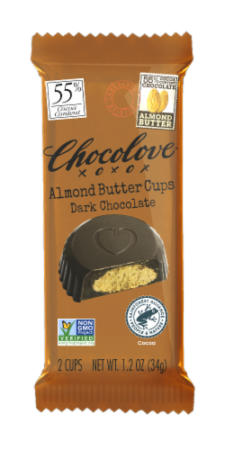 Chocolove Dark Chocolate Almond Butter Cups Perspective: front