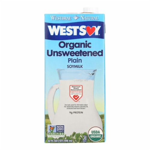 Westsoy Organic Plain - Unsweetened - Case of 12 - 32 Fl oz. Perspective: front