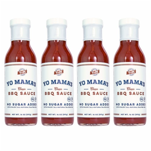 Yo Mama's Foods Keto Barbecue BBQ Sauce (Pack of 4) - Vegan, Gluten Free, Paleo Friendly Perspective: front