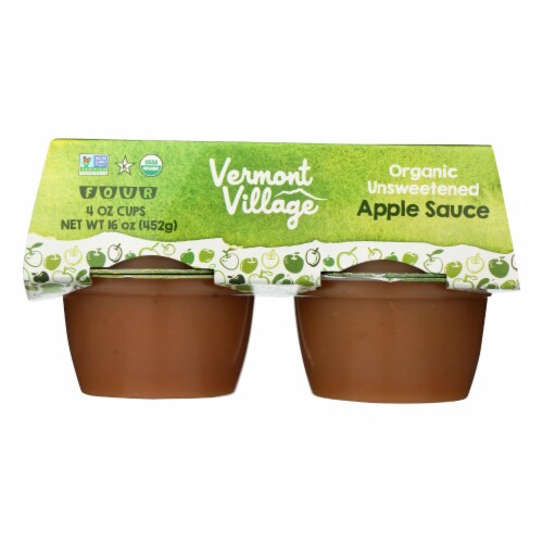 Vermont Village Organic Applesauce - Unsweetened - Case of 12 - 4 oz. Perspective: front