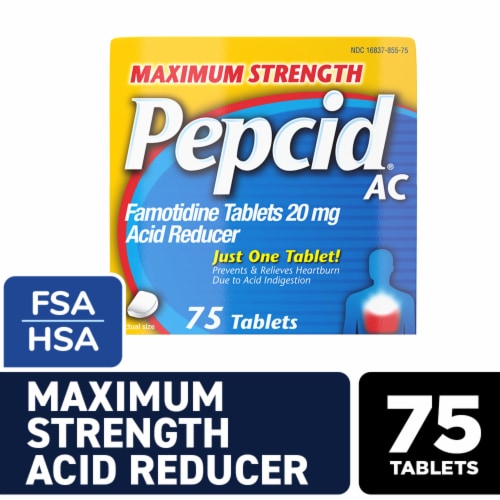 Pepcid Maximum Strength AC Tablets Perspective: front
