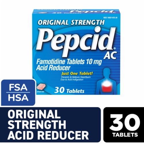 Pepcid AC Original Strength Famotidine For Heartburn Prevention & Relief Perspective: front