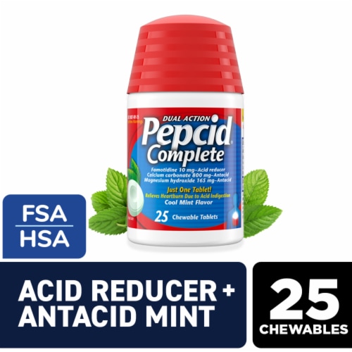 Pepcid Complete Acid Reducer + Antacid Mint Chews Perspective: front