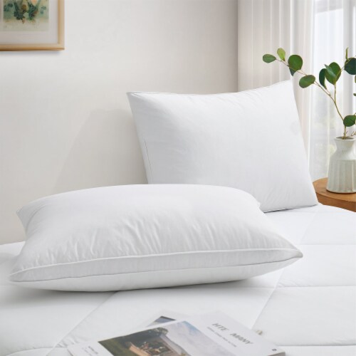Puredown Medium Firm Goose Down Feather Pillows 2 Pack Gusseted Luxury Standard Full Queen Full Queen Gerbes Super Markets