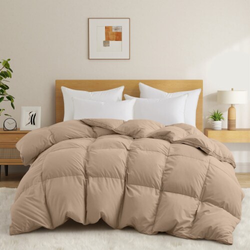 Heavy Weight White Goose Feather Down Comforter Duvet Insert Ginger Root Cal King Cal King Mariano s