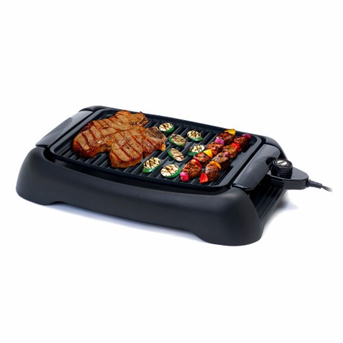 Chefman Portable Compact Grill, Dual Use Electric Grill Griddle, Nonstick,  Black