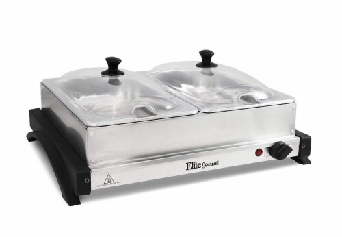 Elite Dual Tray Stainless Steel Buffet Server - Silver Perspective: front