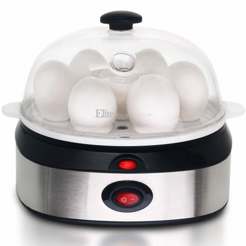 Elite Platinum Stainless Steel Automatic Easy Egg Cooker - Silver/Black Perspective: front