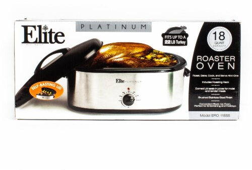 Elite Platinum Stainless Steel Roaster Oven - Silver Perspective: front