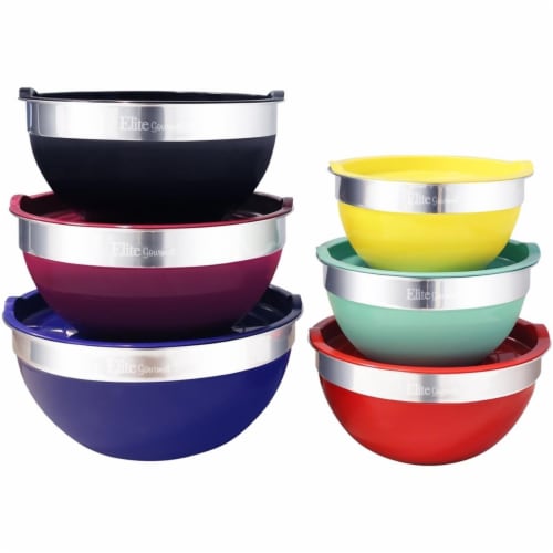 Elite Gourmet Colored Mixing Bowl Set Perspective: front