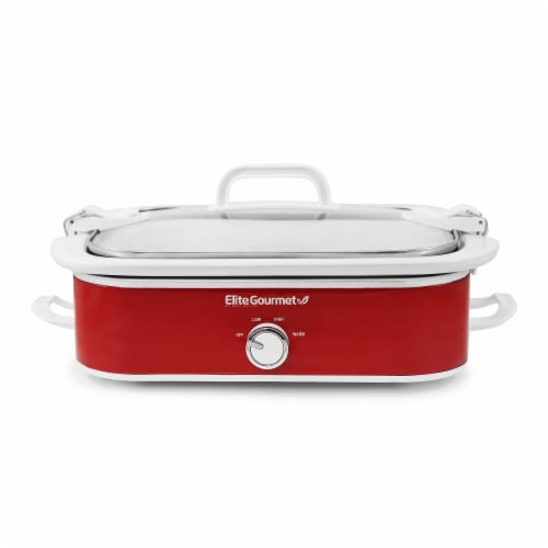 Stainless Steel 8 Qt Digital Slow Cooker with Locking Lid - Red