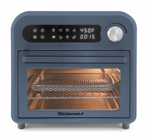 Elite Gourmet Infinite-Use Air Fryer Oven - Slate Blue Perspective: front