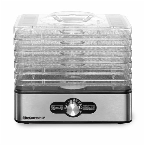 Elite Gourmet 5-Stainless Steel Tray Food Dehydrator Perspective: front