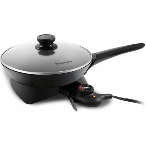 Elite Gourmet 10.5”x 2” Electric Skillet with Handle Perspective: front