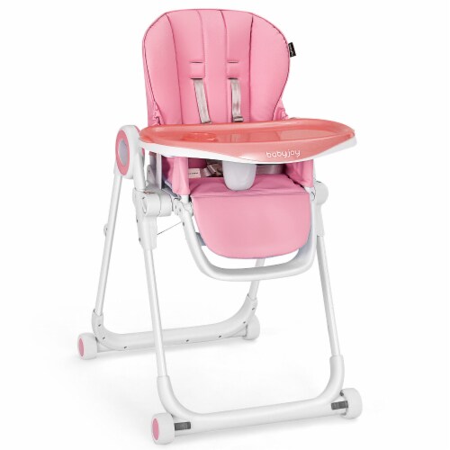 Slickblue Baby High Chair Foldable Feeding Chair with 4 Lockable Wheels 1 Unit Foods Co