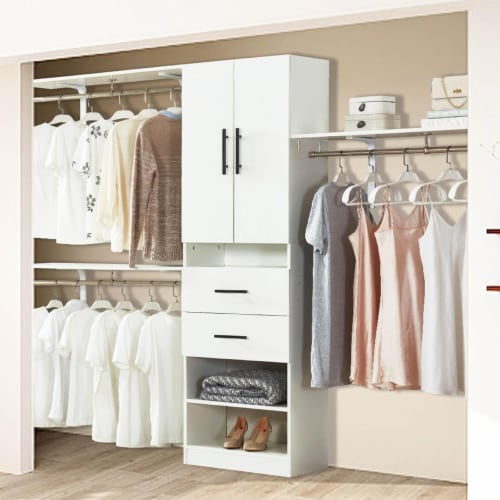 8Ft Wood Closet Organizer System With Drawers Adjustable Rods Shelves And Doors 1 unit Fred Meyer