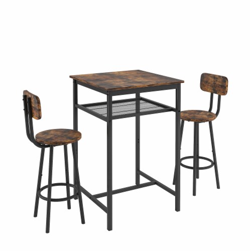 Mondawe Bar Table,Square Bar Table With Backrest And Partition,Equipped