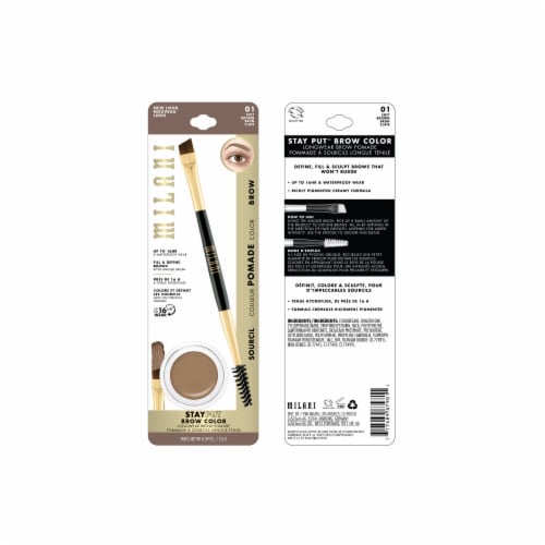 Milani Stay Put Brow Color Pomade Longwear 01 Soft Brown Perspective: front