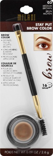 Milani Stay Put Brow Color Pomade Up To 16 Hour Wear 03 Medium Brown Perspective: front