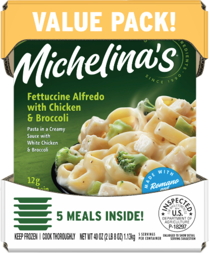 Michelina's® Fettuccine Alfredo with Chicken and Broccoli Frozen Meal Perspective: front