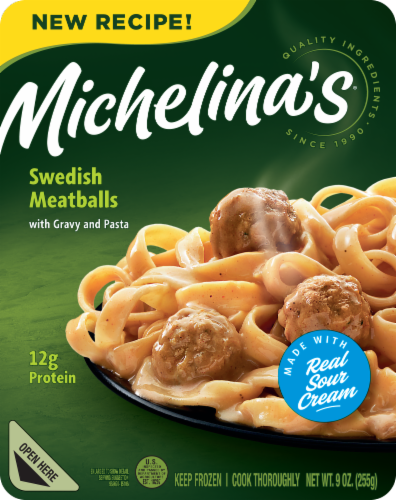 Michelina's® Swedish Meatballs with Gravy & Pasta Frozen Meal Perspective: front