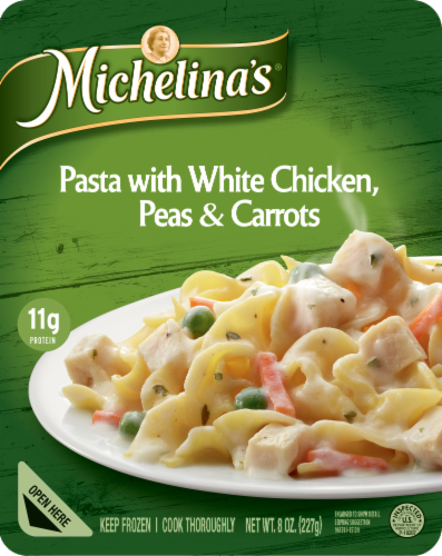 Michelina's® White Chicken Peas & Carrots Pasta Frozen Meal Perspective: front