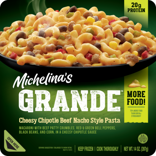 Michelina's® Grande Cheesy™ Chipotle Beef Nacho Style Pasta Frozen Meal Perspective: front