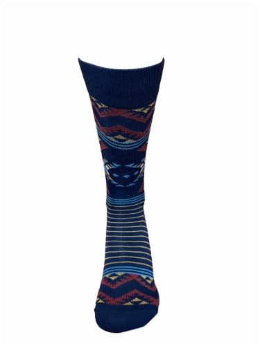 Legale Men's Aztec Blanket Crew Socks - Navy Perspective: front