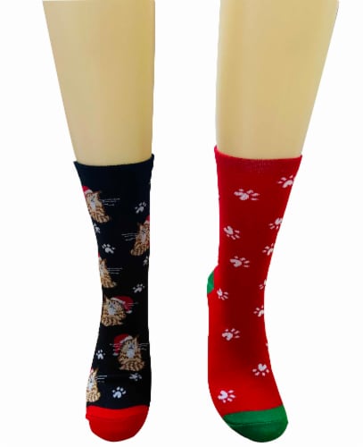 Legale Christmas Kitties in Lights Crew Socks Perspective: front