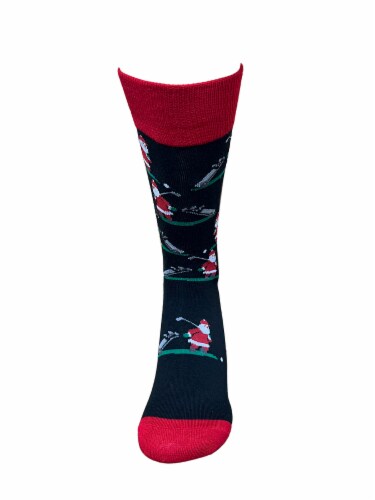 Legale 1 Pair Mens Xmas Golfing Santa Black Socks Perspective: front