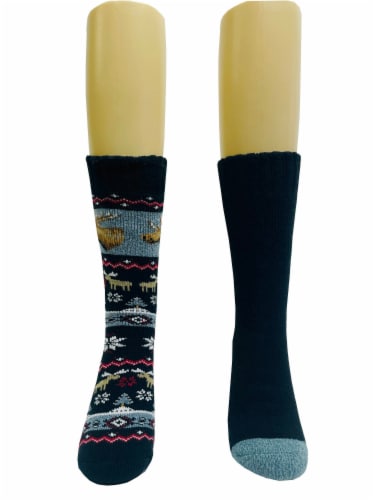 Legale Moose Fairisle Cabin Socks - Black Perspective: front