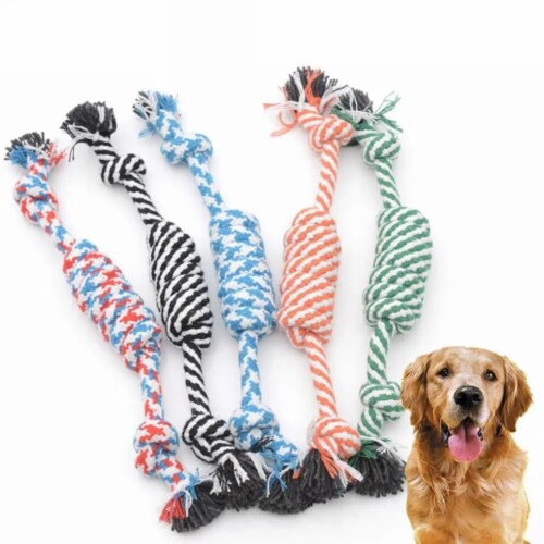 Cotton Chew Toys for Dogs Durable Braided Bone Knot Rope for Puppy Dental Care ONE SIZE QFC